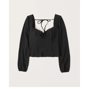 Abercrombie&fitch long sleeve black top with sweetheart neckline